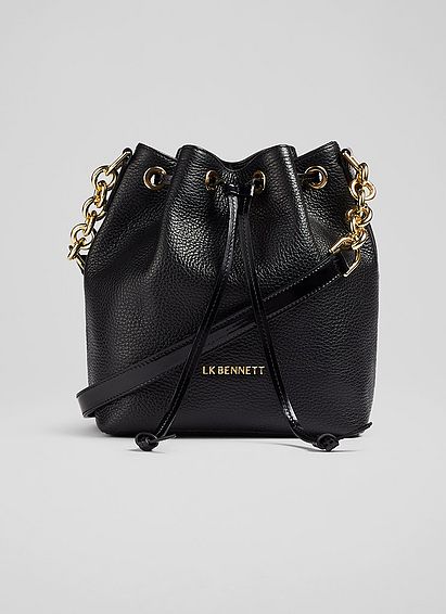 Eliza Black Leather Bucket Bag