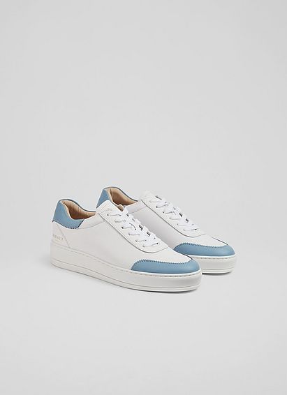 Teddy White and Blue Leather Flatform Trainers