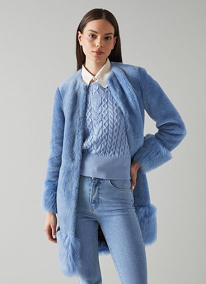 Mishia Blue Shearling Coat