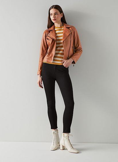 Cooper Tan Leather Biker Jacket