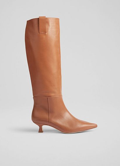 Eden Tan Leather Western Style Knee-High Boots