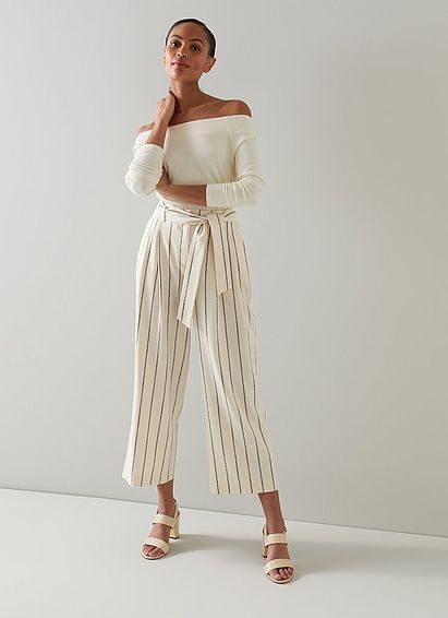 Almeida Cream and Blue Stripe Trousers