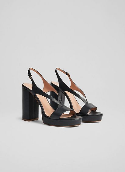 Gigi Black Leather Platform Sandals