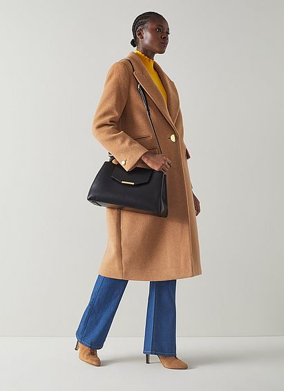 Harbour Black Leather Trapeze Tote Bag