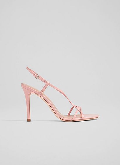 Nyla Peach Leather Plaited Strappy Sandals