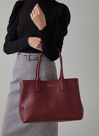 Lilian Burgundy Grainy Leather Tote Bag