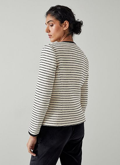 Priya Cream and Black Stripe Tweed Jacket