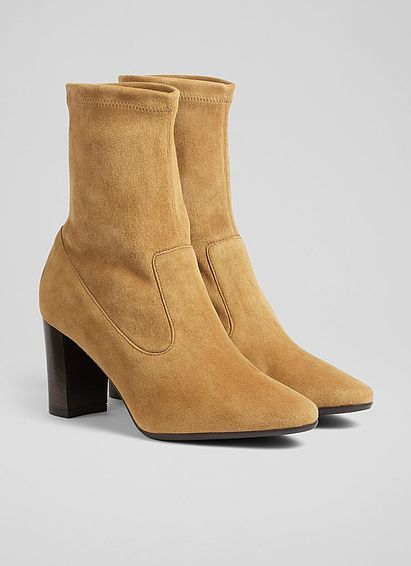 Alice Tan Stretch Suede Ankle Boots