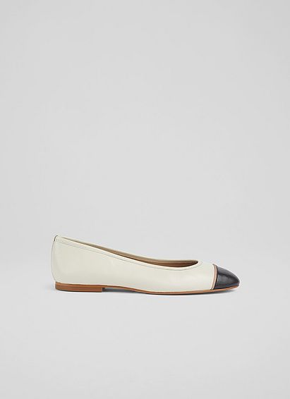 Isabella Cream And Black Toe Cap Pumps