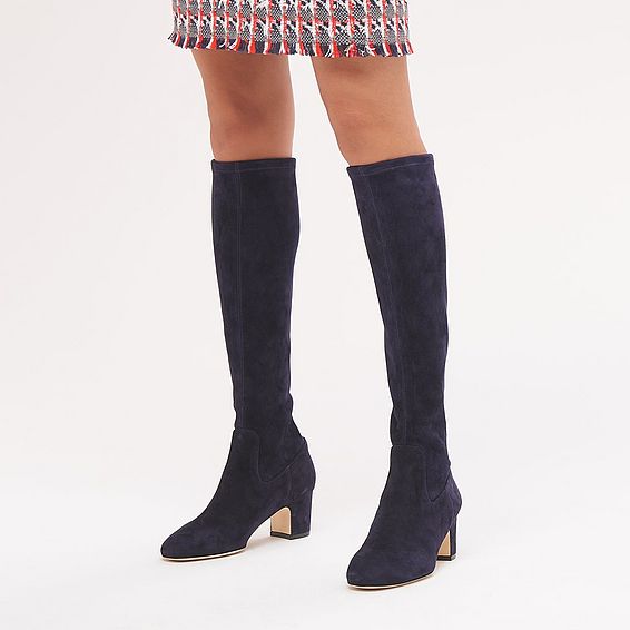 Kiran Navy Suede Knee Boots