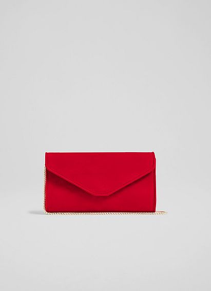Dominica Red Suede Clutch Bag