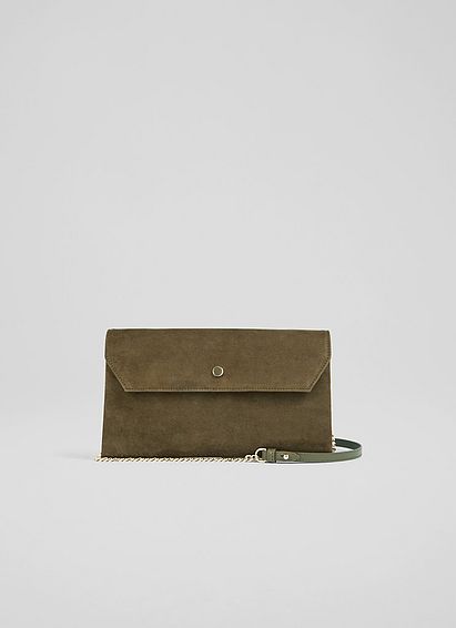 Dora Olive Suede Envelope Clutch
