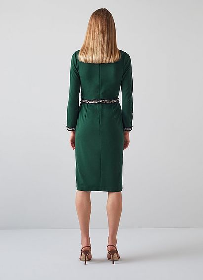 Vinnie Green Jersey Tweed Trim Shift Dress