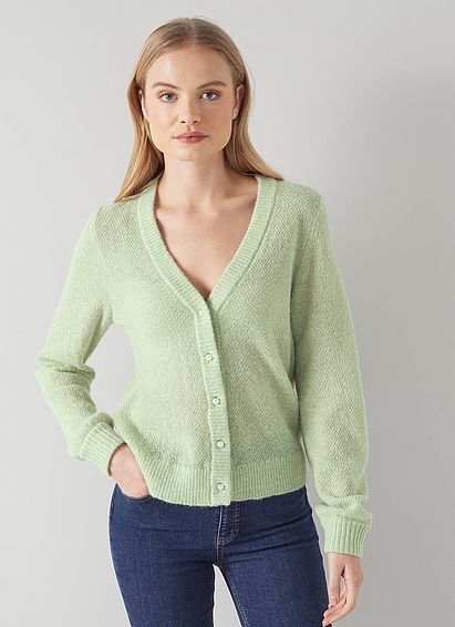 Ginny Mint Green Mohair-Blend Cardigan