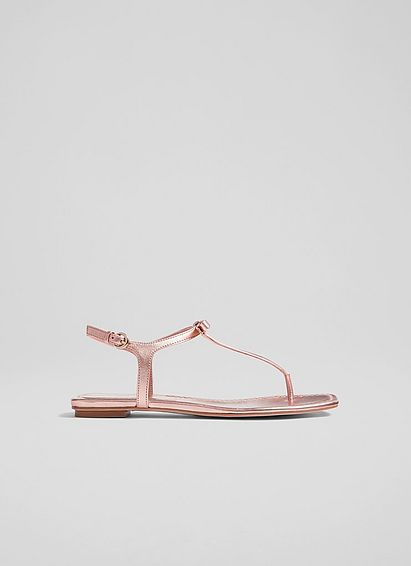 Miley Pink Metallic Leather Toe Post Sandals