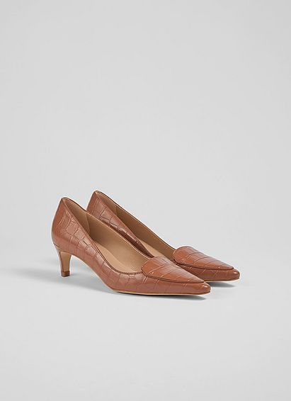 Giulia Rosewood Croc-Effect Leather Loafer Courts