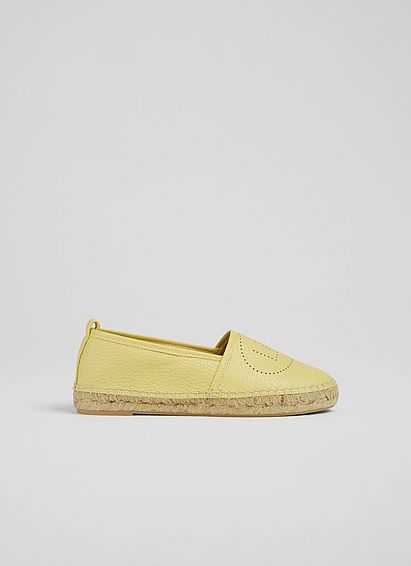 Alexa Lemon Leather LKB Perforated Flat Espadrilles