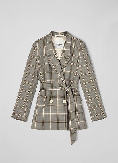 Tilda Grey Check Belted Blazer