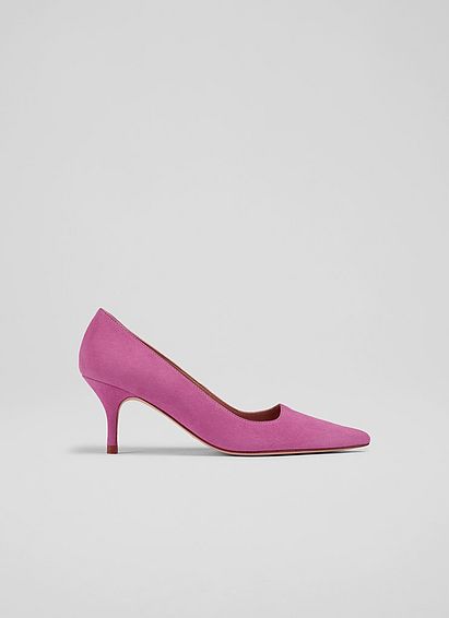 Beatrice Pink Suede Mid-Heel Courts