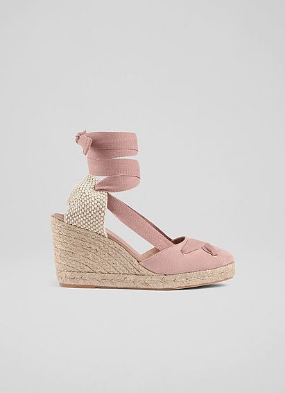 Ophelia Pink Suede Crossover Strap Espadrilles