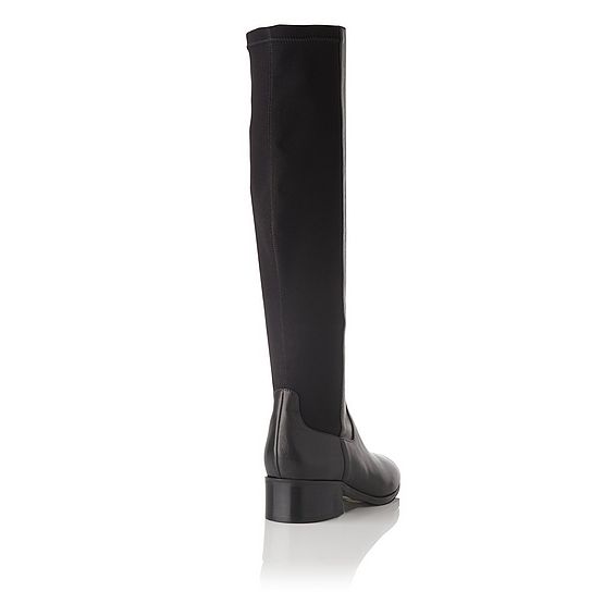 Bella Black Stretch Leather Knee Boots