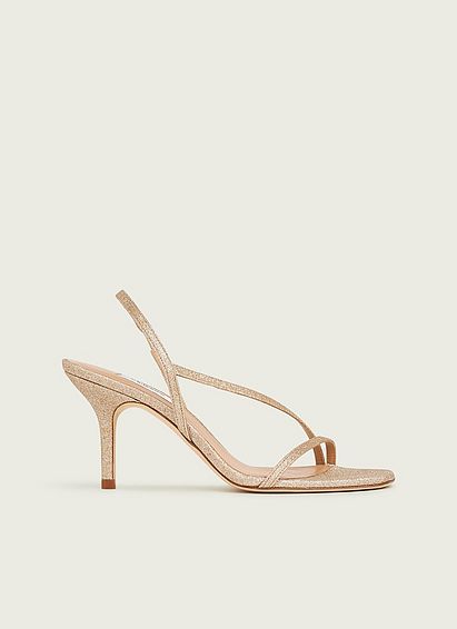 Neave Gold Glitter Strappy Sandals