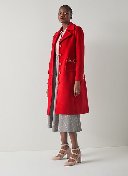 Spencer Red Recycled Wool Blend Snaffle-Detail Coat
