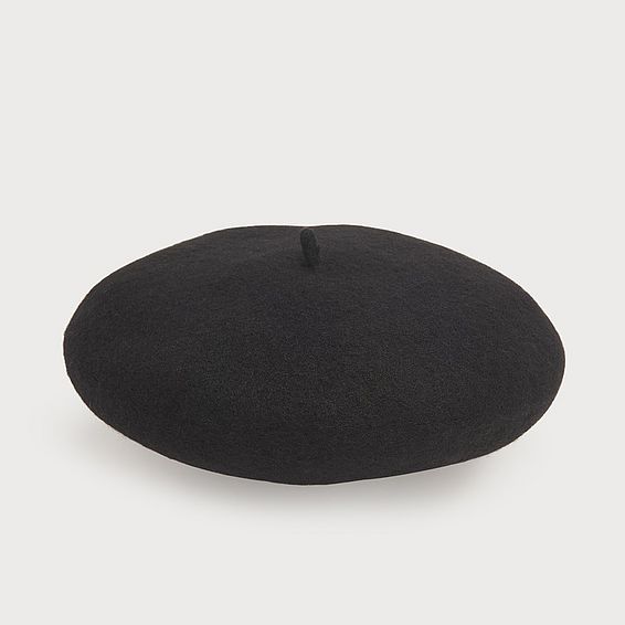 Kelsey Black Wool Beret