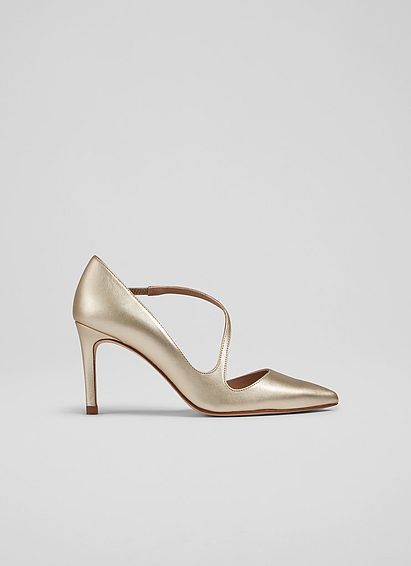 Heather Gold Leather D'orsay Courts