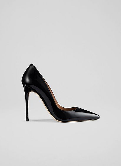 Monroe Black Patent Leather Pointed Toe Courts