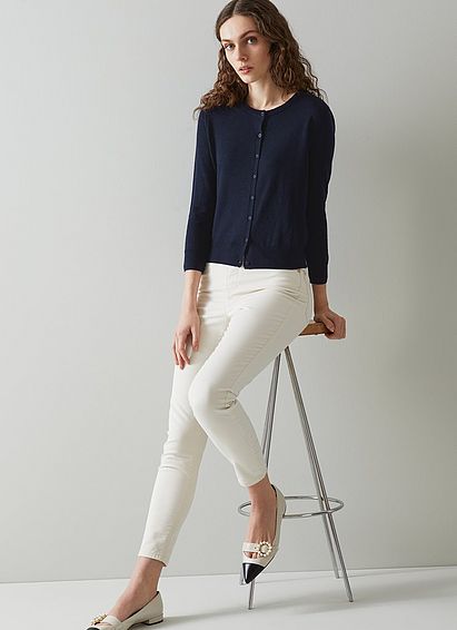 Bonnie Navy Merino Wool Cardigan