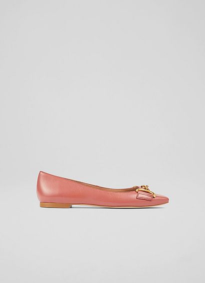 Charlotte Pink Leather Snaffle-Detail Flats