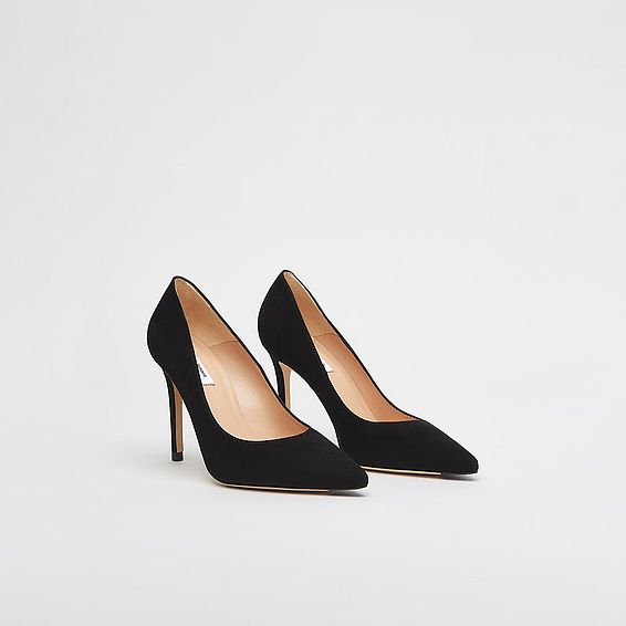 Fern Black Suede Pointed Toe Courts