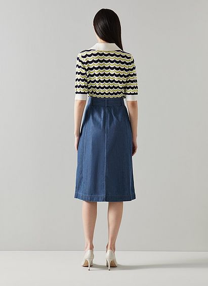 Oda Blue Denim Longline Skirt