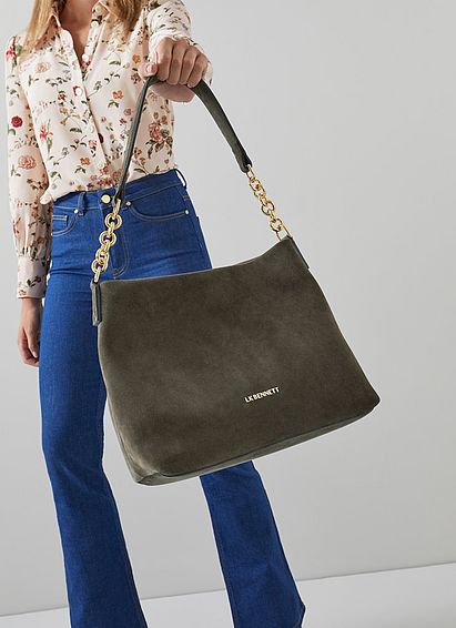 Rebecca Olive Suede Hobo Bag