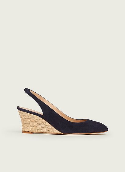 Henny Navy Suede Espadrille Wedge Slingbacks