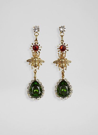 Scarlett Jewelled Bug Gold-Plated Drop Earrings