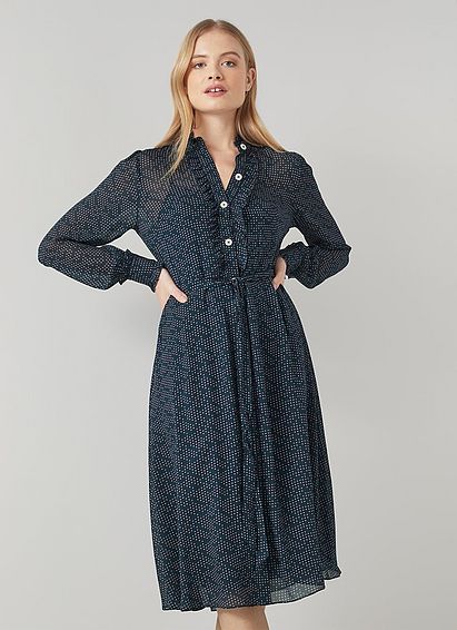 Dellal Navy Optical Spot Shirt Dress