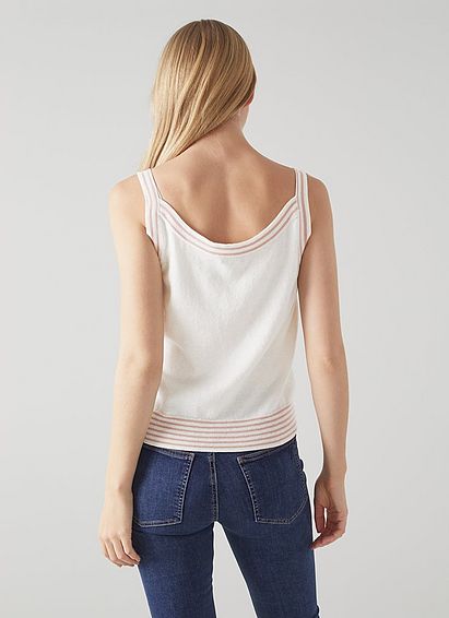 Villa Cream and Pink Merino-Cotton Knitted Vest