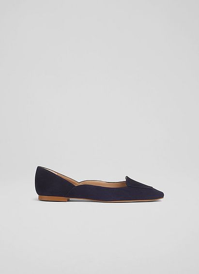 Willow Navy Suede Square Toe Flats