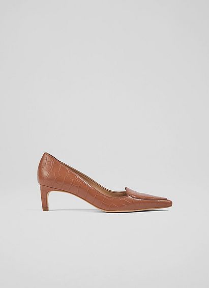 Giulia Rosewood Croc-Effect Leather Loafer Courts