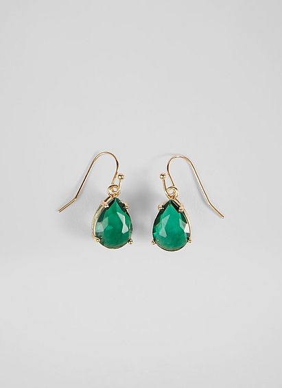 Celine Gold-Plated Emerald Crystal Drop Earrings