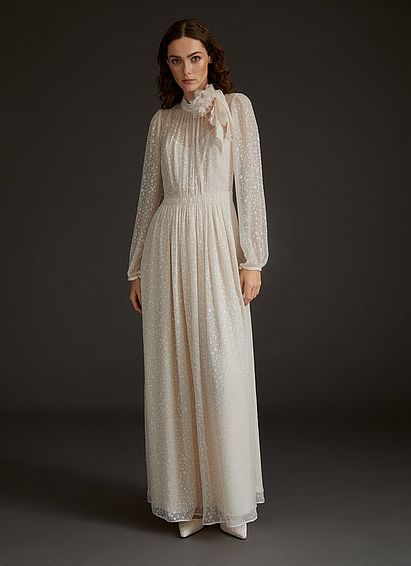 Lovette Cream Devor Long Wedding Dress