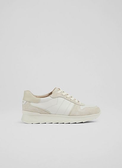 Tatiana Cream and Beige Leather and Suede Trainers