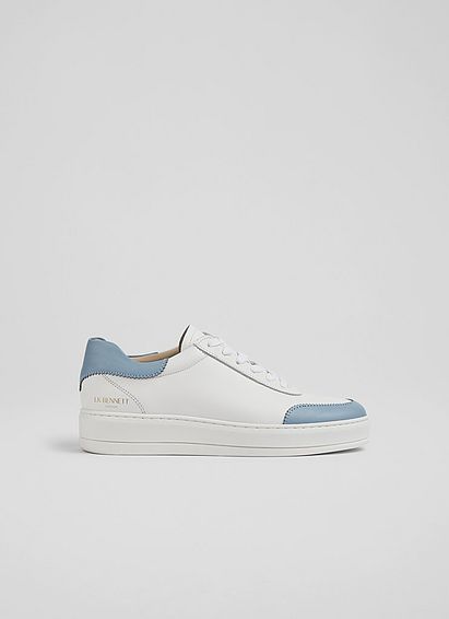 Teddy White and Blue Leather Flatform Trainers