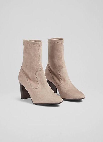 Alice Taupe Stretch Suede Ankle Boots