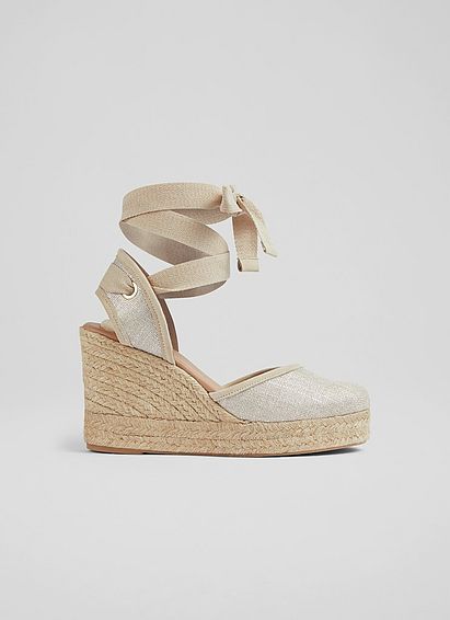 Sophie Gold Canvas Espadrilles