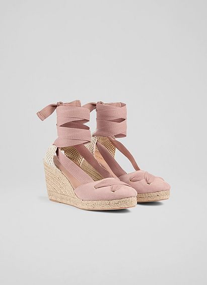 Ophelia Pink Suede Crossover Strap Espadrilles