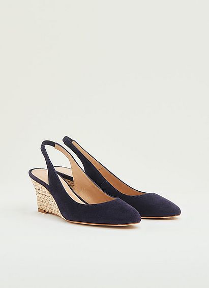 Henny Navy Suede Espadrille Wedge Slingbacks