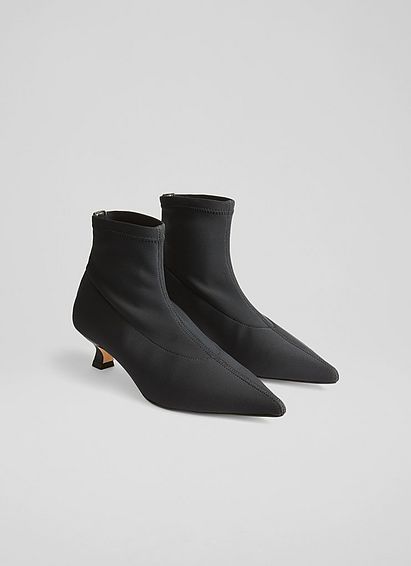 Bernadette Black Stretch Nylon Ankle Boots